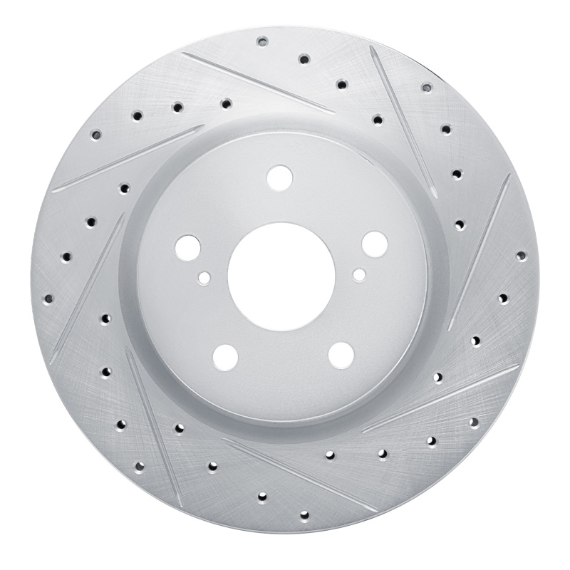 Lexus UX250h Brake Rotor (1) - Front Right - R1 Concepts - Drilled & Slotted - Silver - `18-`25